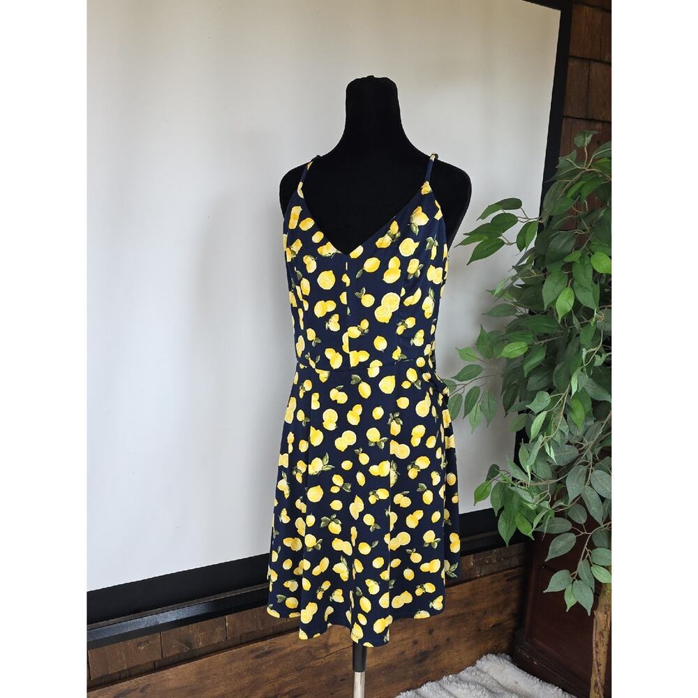 nine britton Navy Dress with Yellow Lemon Print